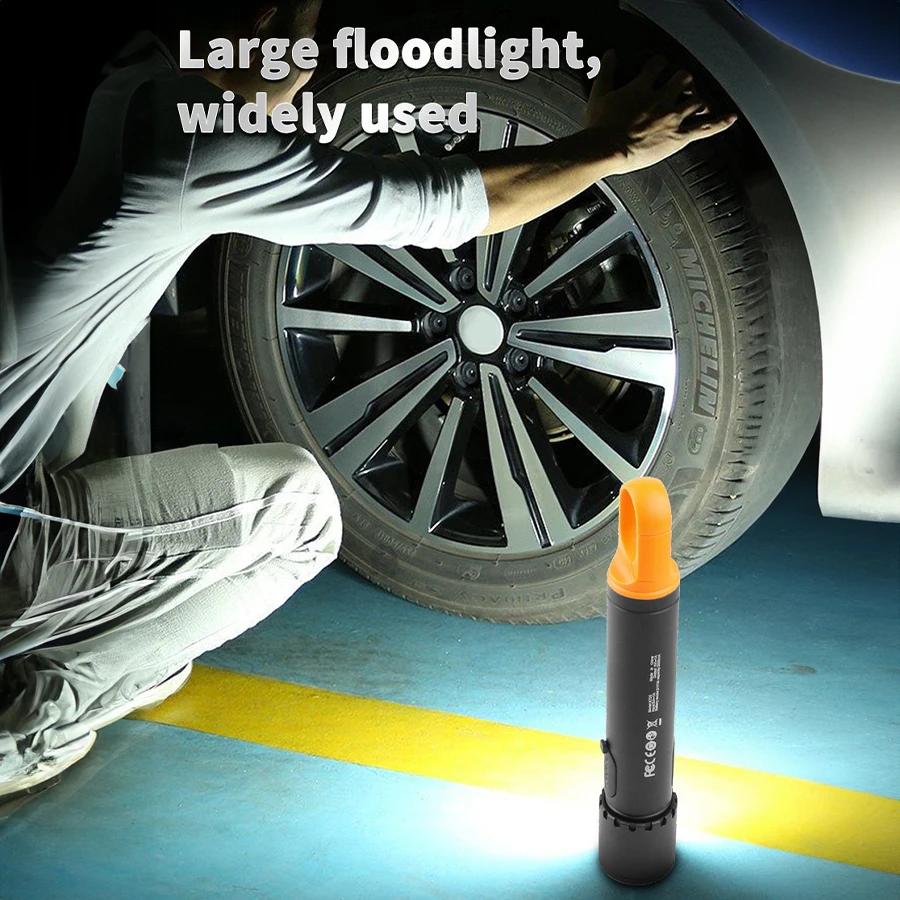 New Multifunctional Flashlight with Side Floodlights Telescopic Zoom Outdoor Portable LED Flashlight Carrying Tail Hook