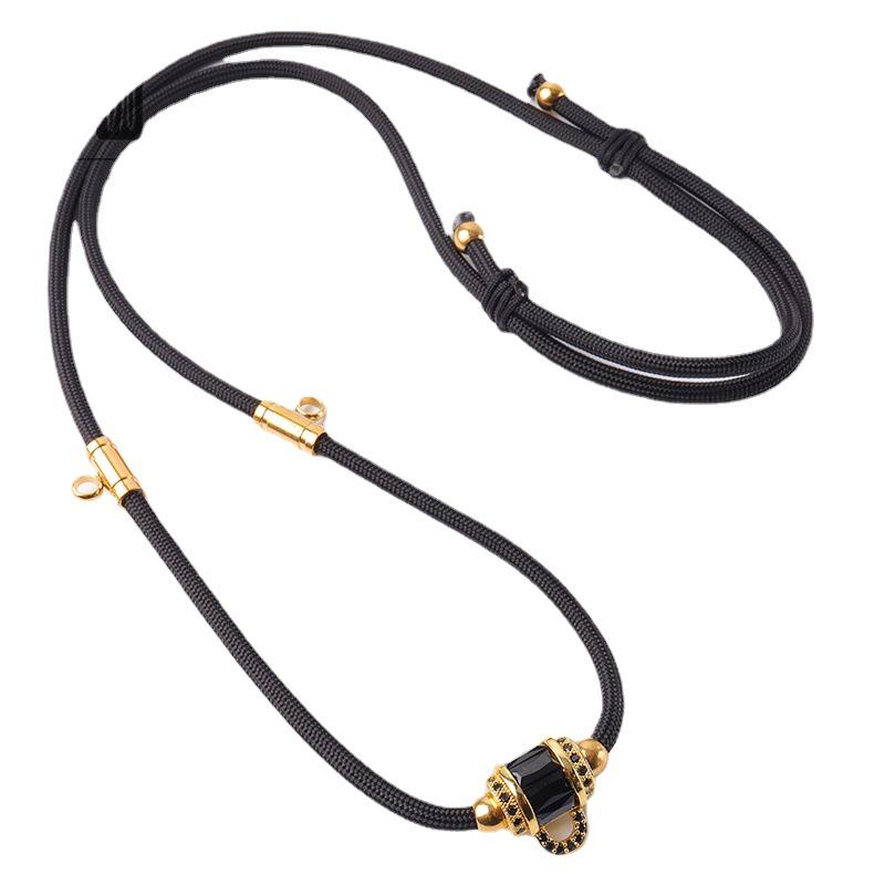 Amuletă Buddha Thailanda Lumină Aurie Lux Diamant Șnur Cordon – Colier Ajustabil