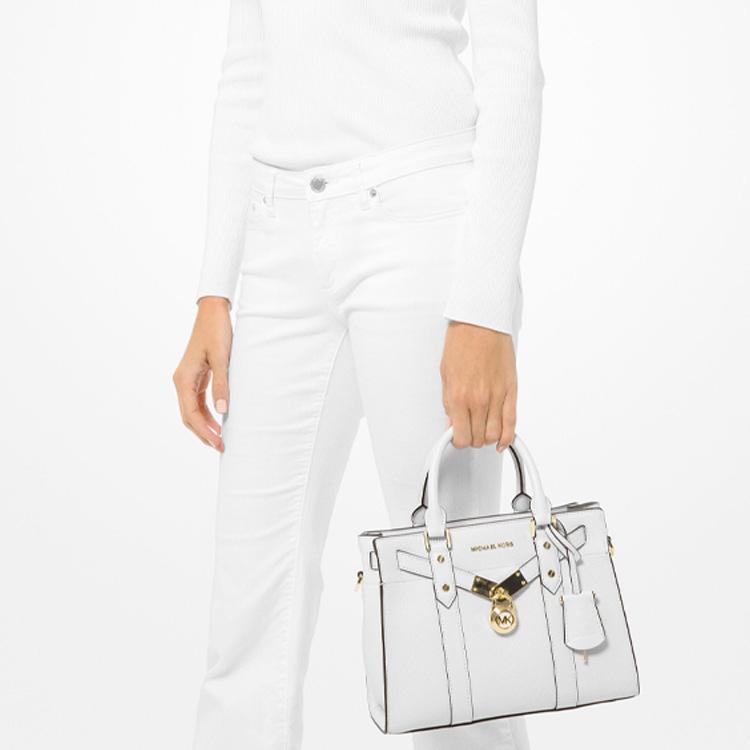 New MICHAEL KORS Nouveau Hamilton Cow Leather Crossbody Bag, Handbag Small Women's White 30F9G0HS1L-085