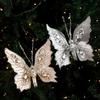 Glitter Butterfly Christmas Flower Simulated Sequins Christmas Tree Decoration Exquisite Artificial Butterfly Clip Home Party