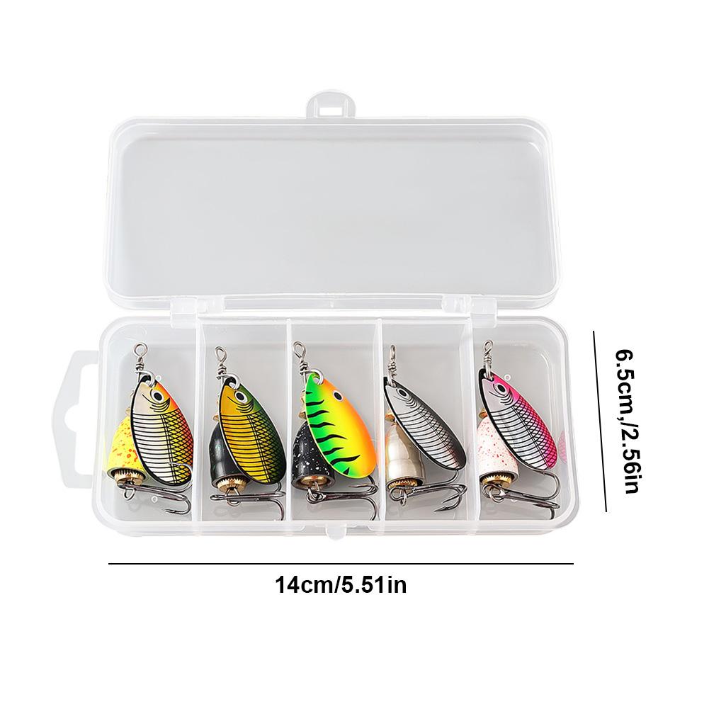 5pcs Fishing Lure with Box Bass Trout Salmon Hard Metal Spinner Baits Kit 10g Artificial Bait for Saltwater Freshwater Fishing