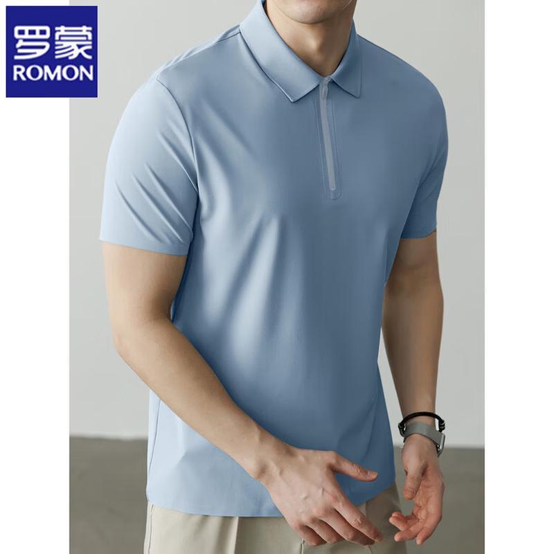 ROMON Men s Seamless Zipper Polo Shirt M
