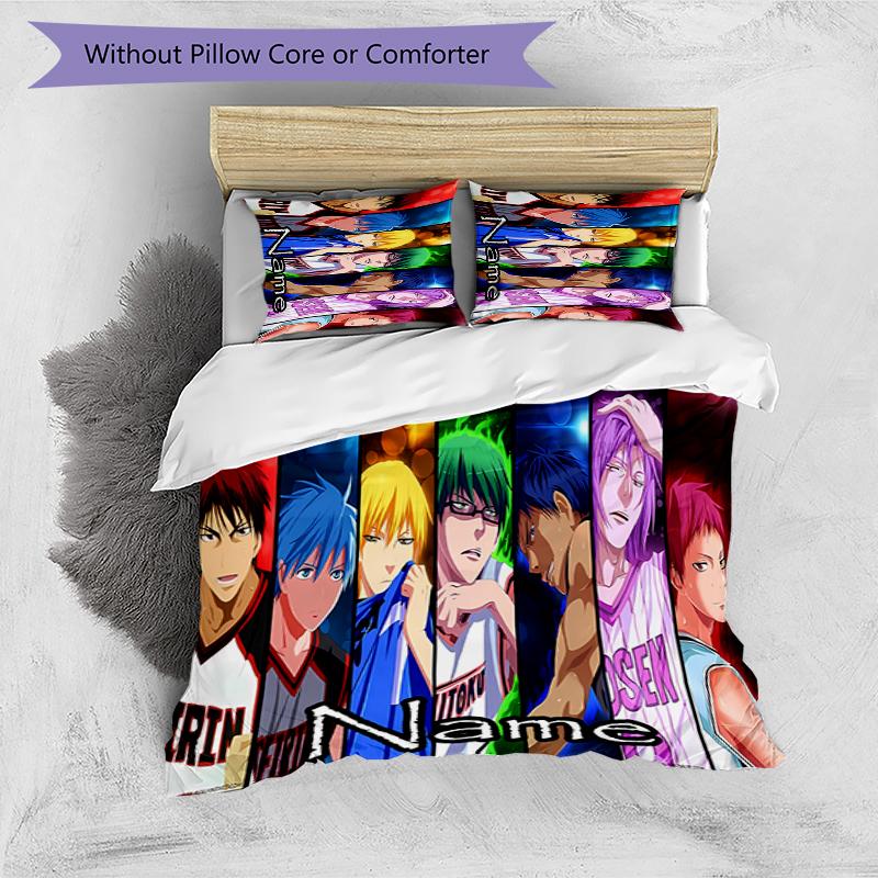 3pcs Custom Name Cartoon Kuroko's Basketball Bedding Set Duvet Cover Closure Includes 1 Duvet Cover & 2 Pillowcases for All Seasons Bedroom Decor