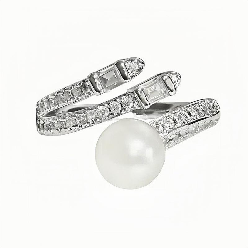 Niche Design Double-Headed Zircon Bead Ring Light Luxury High-End Open Index Finger Ring Fashion Jewelry