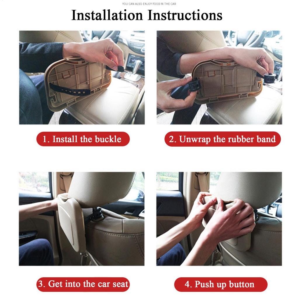 Car Seat Table Foldable Car Table with Cup Holder Automotive Backseat Desk for Laptop Working Dining Eating Adult Travel Road