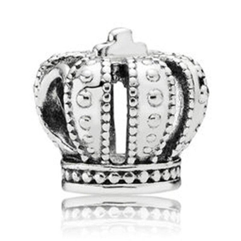 New Zircon Crown Pendant Bead Safety Chain Fit Original Fashion Charms Silver Color Bracelet Women Girl Jewelry Custom