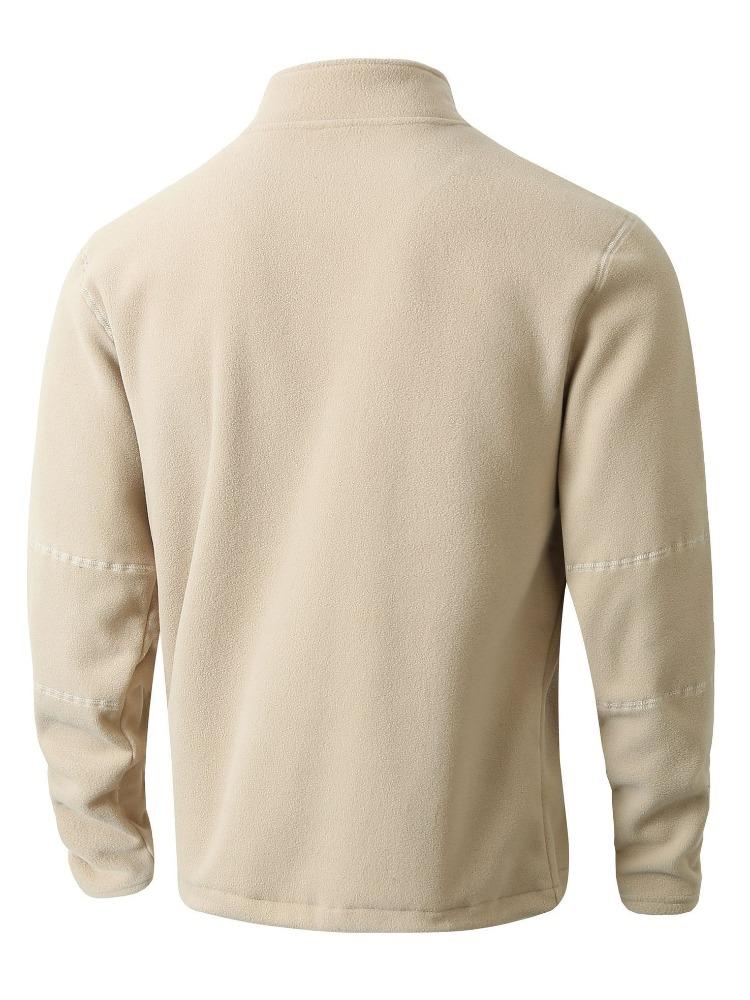 Trendy Shaker Standing Collar Semi-Zip Long Sleeve Sweatshirt Casual Solid Color Men Moisture Wicking Comfortable Fit Skin-friendly Breathable Tops