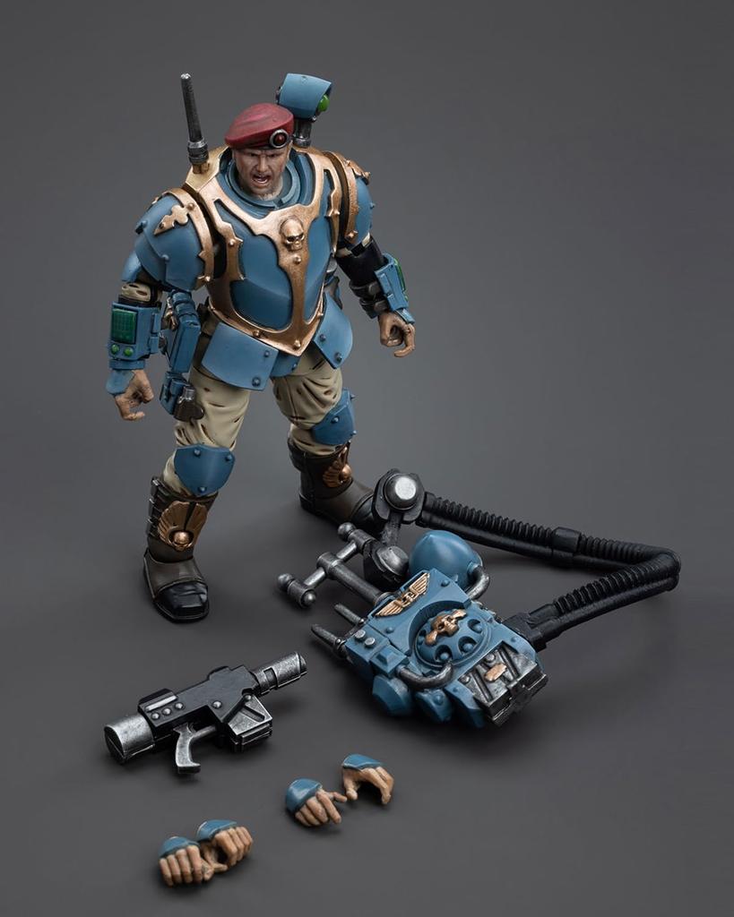 Pipigirl JoyToy 40K Autentická licencovaná pohyblivá pohyblivá Astra Militarum Tempestus Scions Command Squad 55th Kappic Eagles Vox 4palcová akční figurka Anime Model