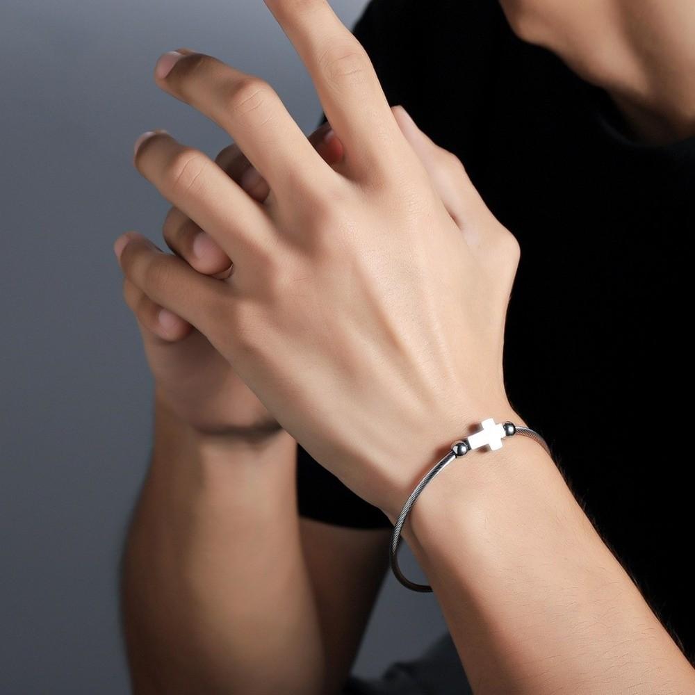 Vintage Religious Bracelet Silver Couple Bracelet Trendy Open Bangle Bracelet  Casual Jewelry
