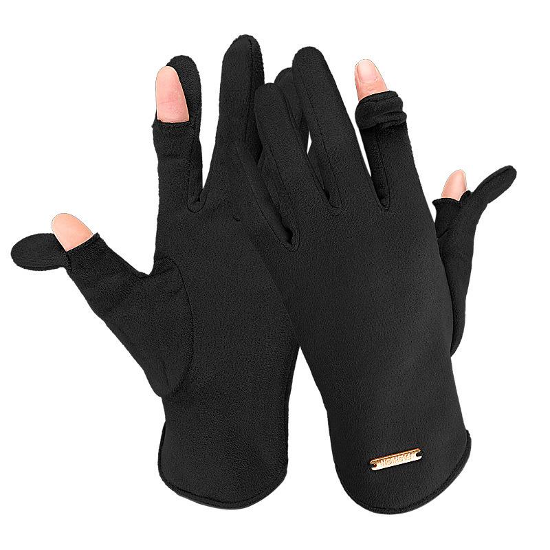 Women's Winter Suede Touchscreen Gloves - Warm Velvet, Cold-Proof, Korean Style for Cycling & Driving