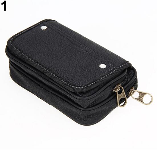 Cartera de piel sintética para hombre, tarjetero para teléfono, monedero informal con cinturón colgante