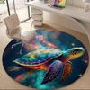 1PC Galactic Ocean Turtle Office Round Area Rug, Mat Suitable For Office, Under Office Chairs Bedroom Living Room Home Decor, Room Deco