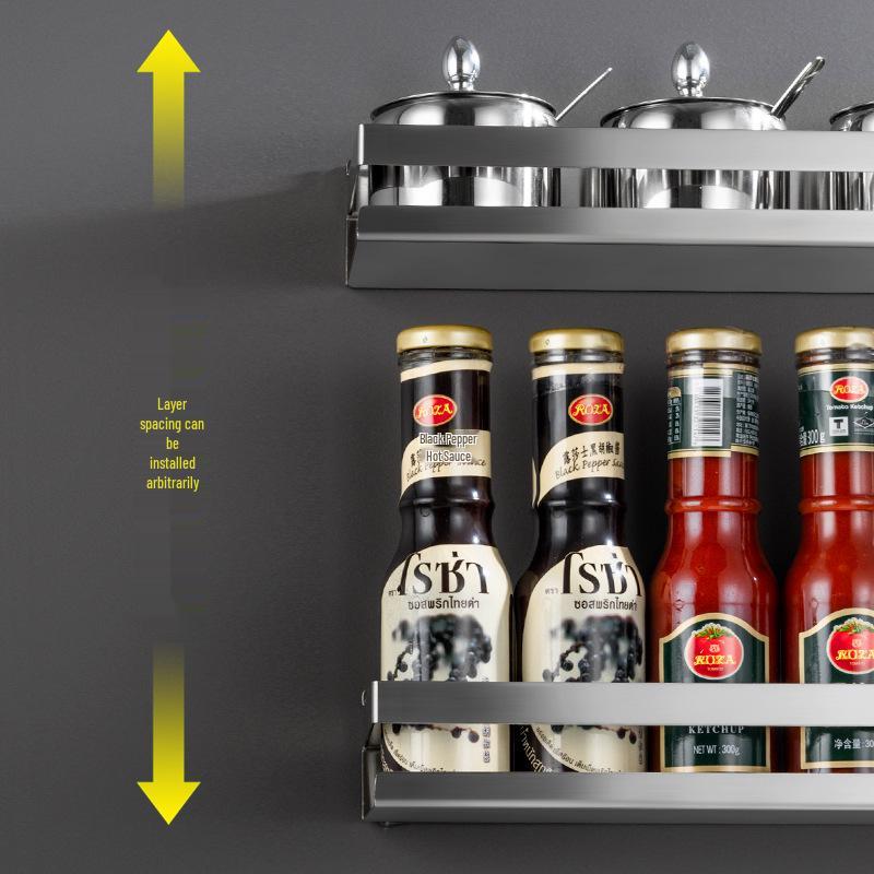 Wall-Mounted 304 Stainless Steel Spice Rack & Bathroom Hanger
