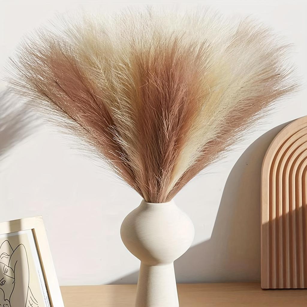 20pcs Simulated reed grass, Faux Feather Stems, Home Decor, Fabric, for Living Room, Wedding, Engagement,No Vase Included