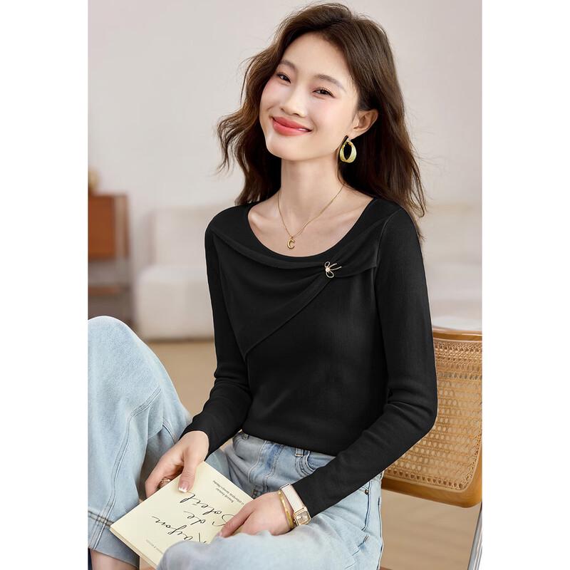 Sanpowa Women s Irregular Neck Knit Sweater One Size