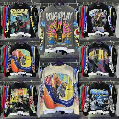 American Trendy RoughPlay Retro Washed Streetwear Hoodie - Long Sleeve Autumn/Winter Casual Layer
