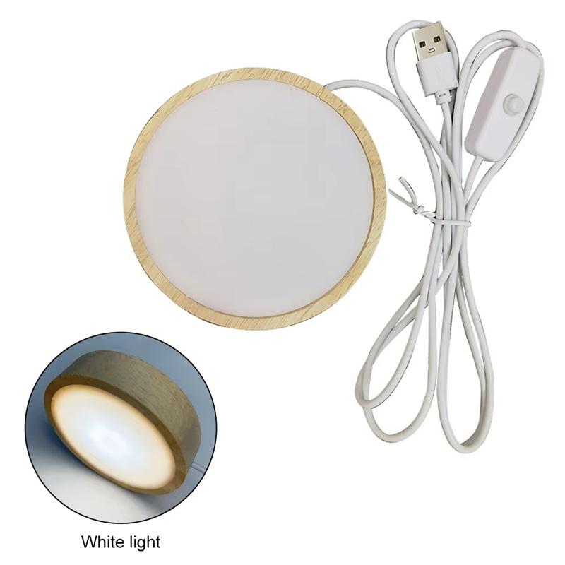 Xiaomi 6/8/10CM Round Wooden LED Night Light Base 3D Decorative Wooden Holder Display Stand For Crystals Glass Ball Acrylic Decoration