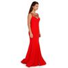 Fierte Women's Evening Dress Azr4383 Round Neck Drop Carving Crepe Fish Green Coral Red