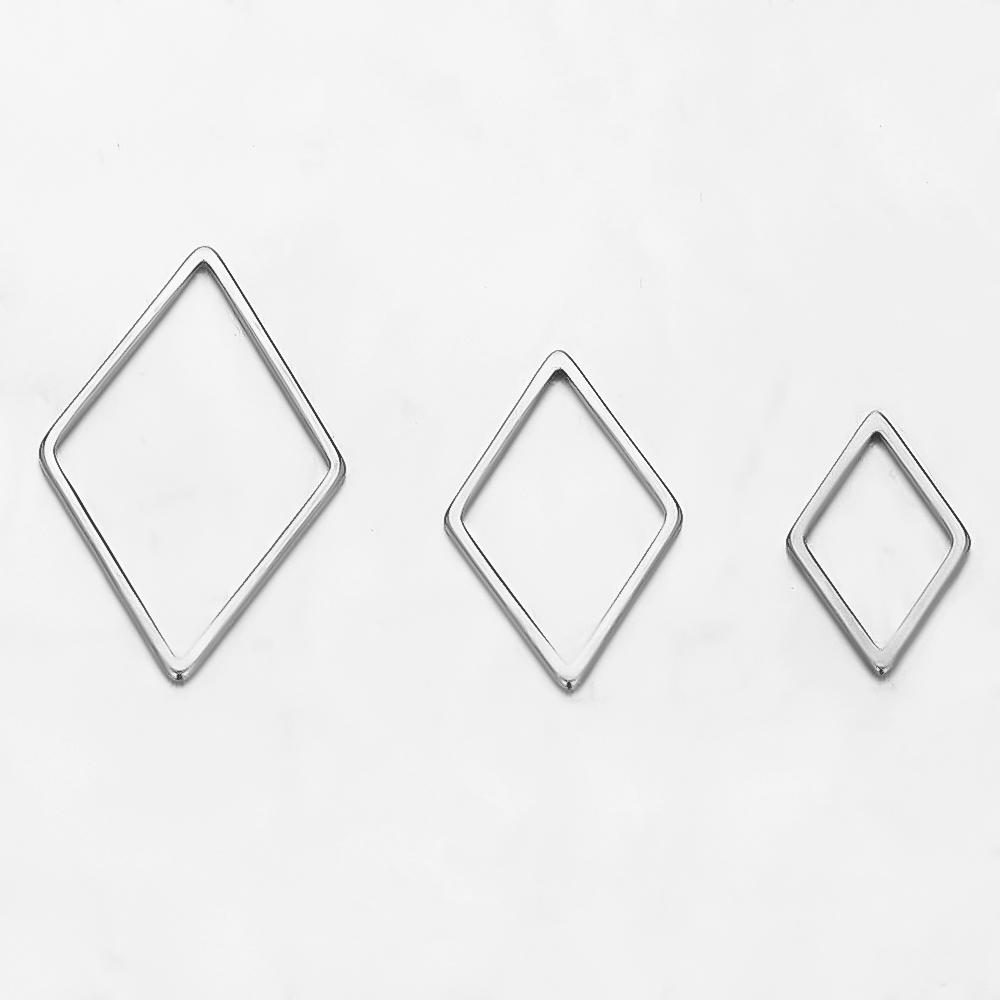 20pcs Stainless Steel Rhombus Charms for Bracelet Connector Necklace Pendants Handmade Earrings DIY Jewelry Making  Accessories