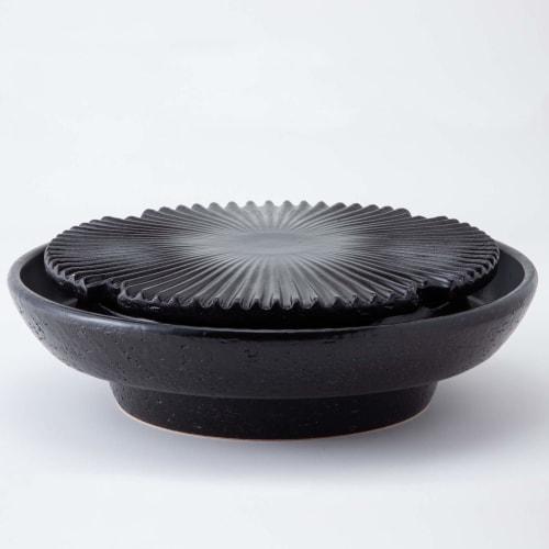 Nagatani-en Yakiniku Plate, Low Smoke, "Yakiyaki-san" Ceramic Stovetop, Large, Serves 3-5, Approx. 33cm, Can Be Used Over an Open Flame or Empty, Blac