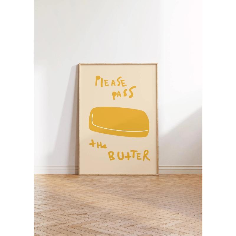 1pc Butter Poster Minimalist Kitchen Decor Funky Fun Food Baking Wall Art Perfect Gift for Butter Lovers Home Living Room Decor