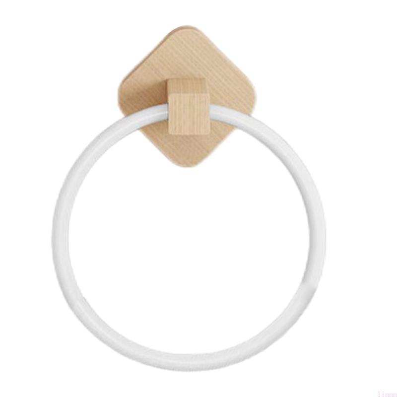 Adhesive Towel Ring Aluminum Wall Mounted Black Kitchen Bathroom Tower