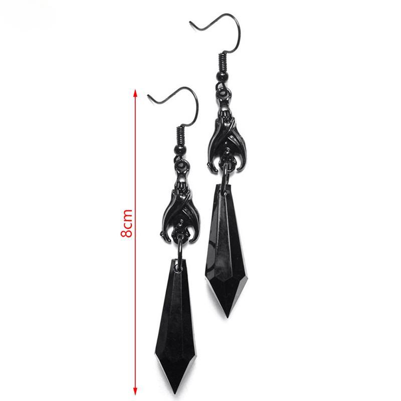Gothic Bat Earrings with Red Black Teardrop Beads Earrings For Bat Lover Women Girls Party Halloween Jewelry Gothic Gift