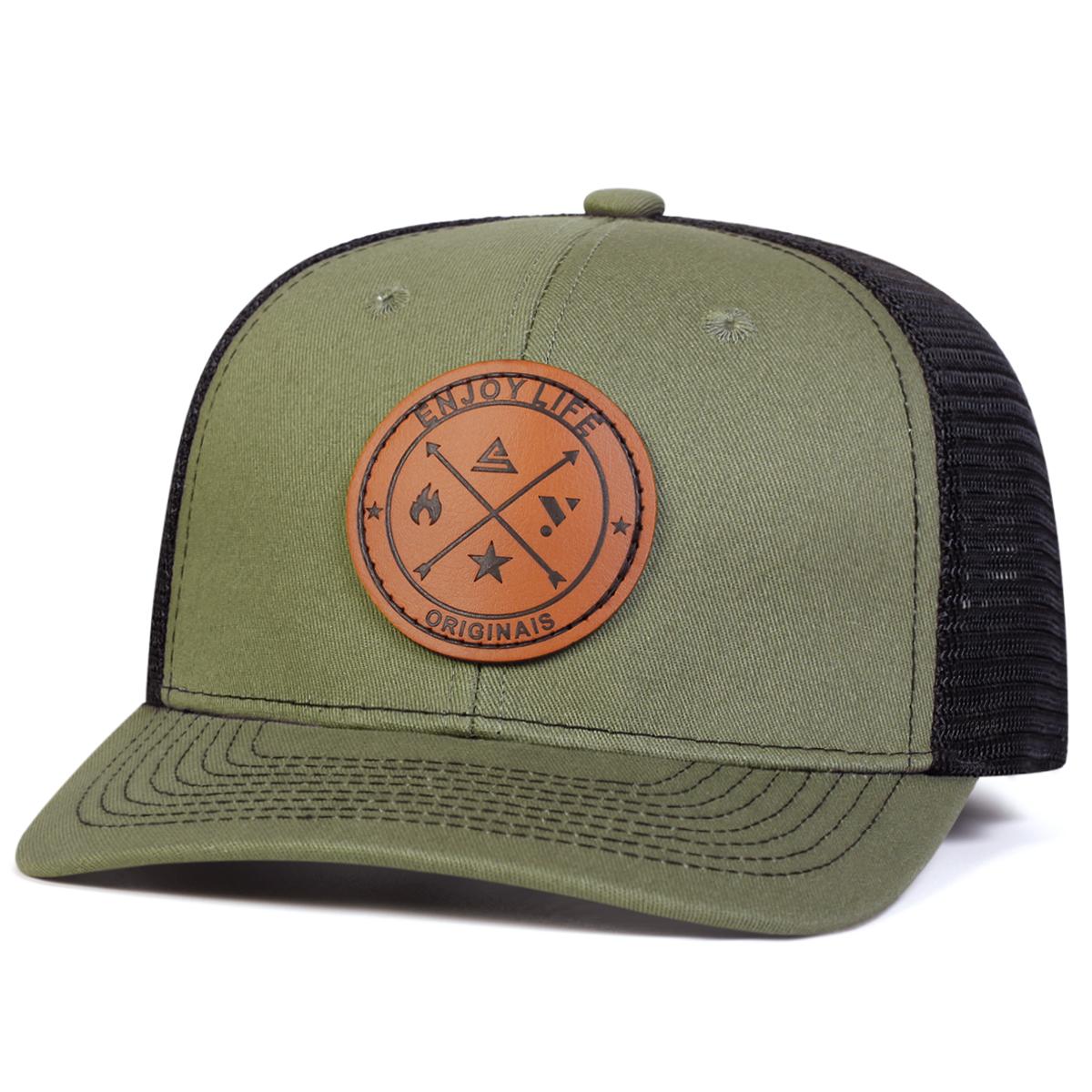 

1Piece Unisex Enjoy Life Round Leather Label Baseball Net Cap Spring Autumn Outdoor Adjustable Sunscreen Leisure Hat Travel