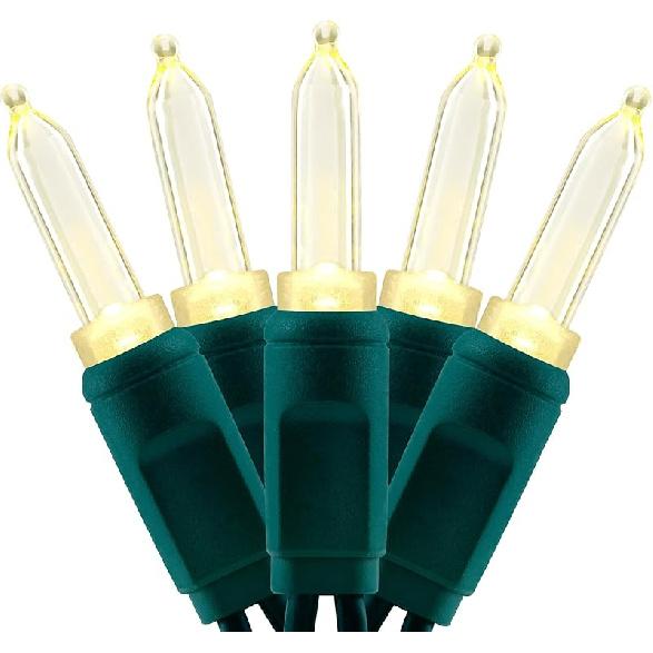 YULETIME 100 Multicolor One-Piece T5 LED Christmas Lights, 33 Ft High Waterproof UL Certified Green Wire String Lights (Multicolor)