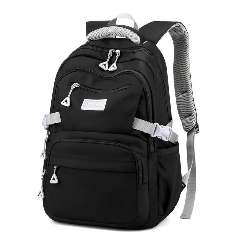 Large Capacity School Bag With Anti Spill Design And Urban Style For Middle School Students чёрный