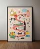 Plakat mapa mapy Londyn ilustracja w czarnej ramie