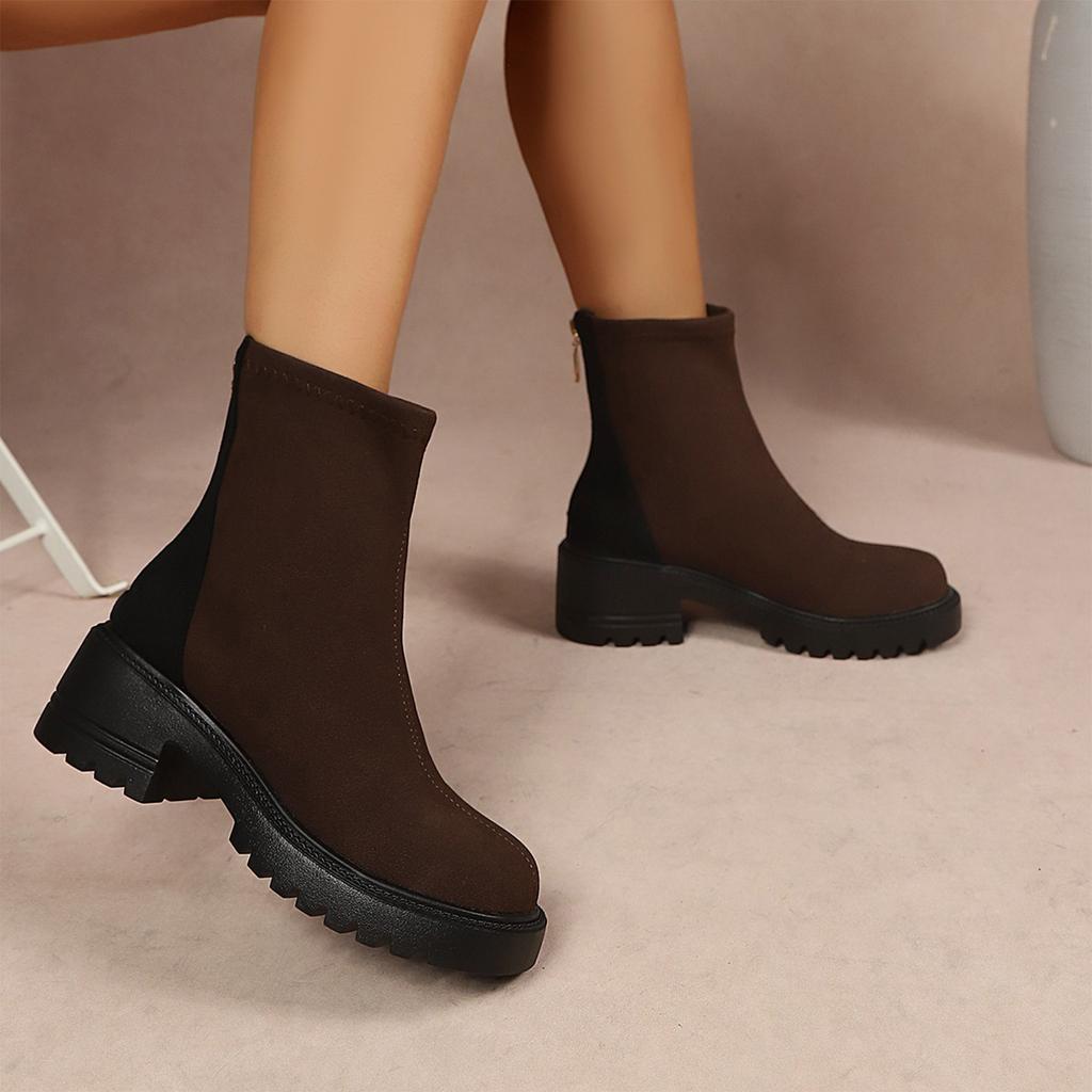 Women's Fall Winter Boots Round Toe Heel Pull- British Booties