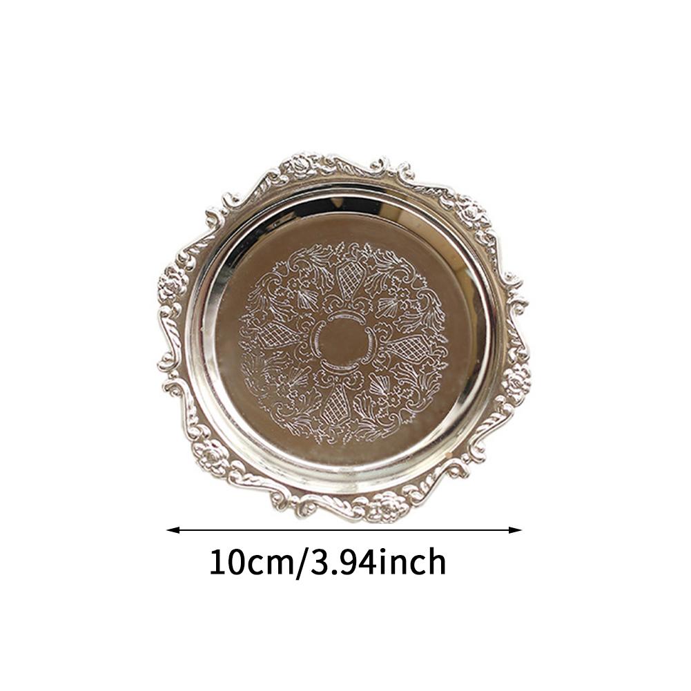 Metal Tray Round Sauce Dish Jewelry Storage Plate Snack Display Bowl Home Table Decoration Cake Dessert Organizer Container