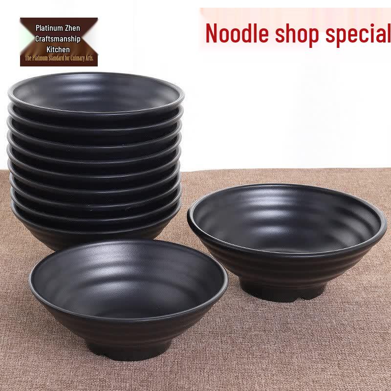 Japanese Style Black Matte Melamine Ramen Bowl