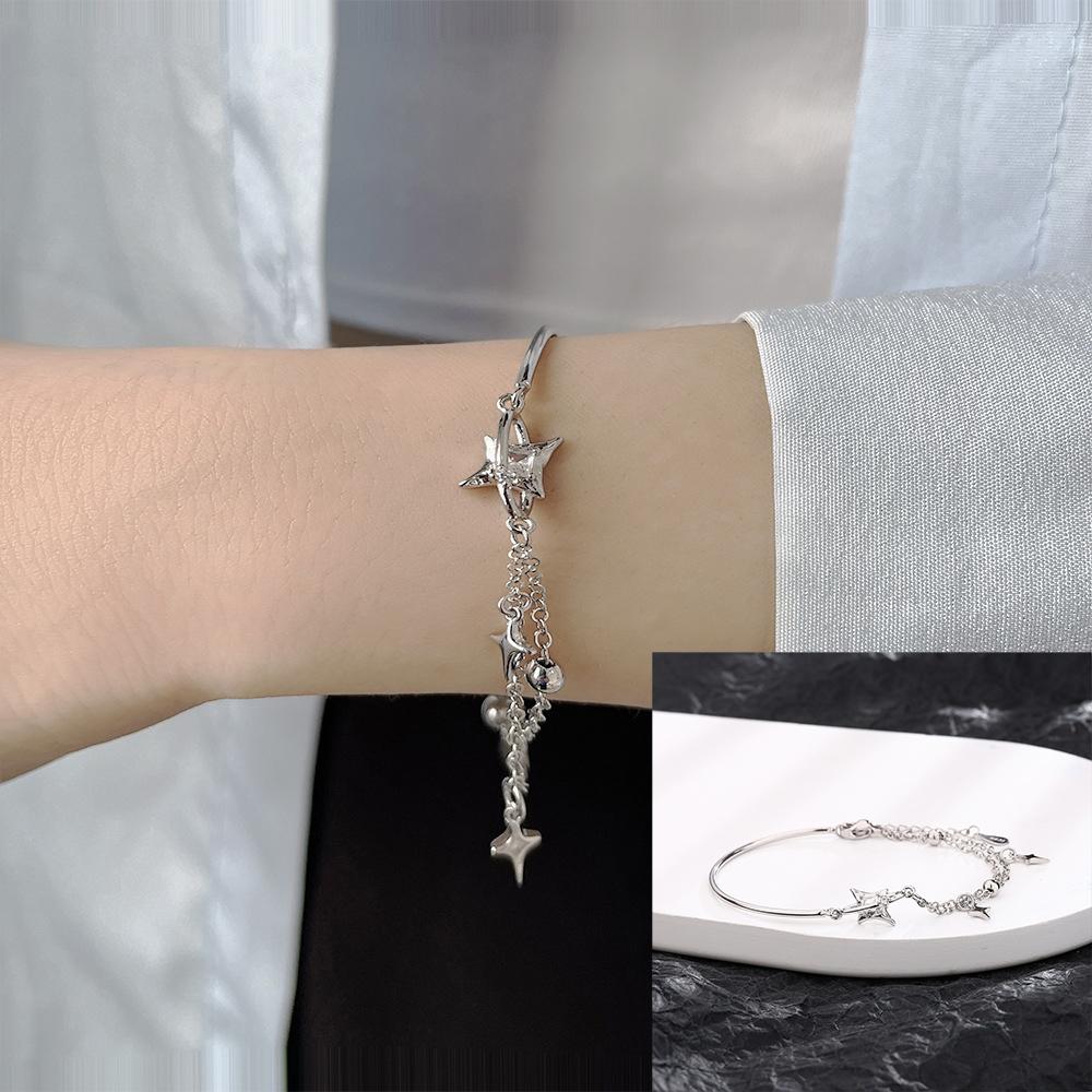 Βραχιόλι 925 Silver Star Fashion Κορεάτικο Διπλό Βραχιόλι Κρυστάλλινο Αστέρι με πέντε άκρες