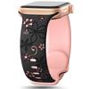 Embossed Floral Silicone Apple Watch Strap: Unisex, Sports, Two-Tone, Infinity Buckle.