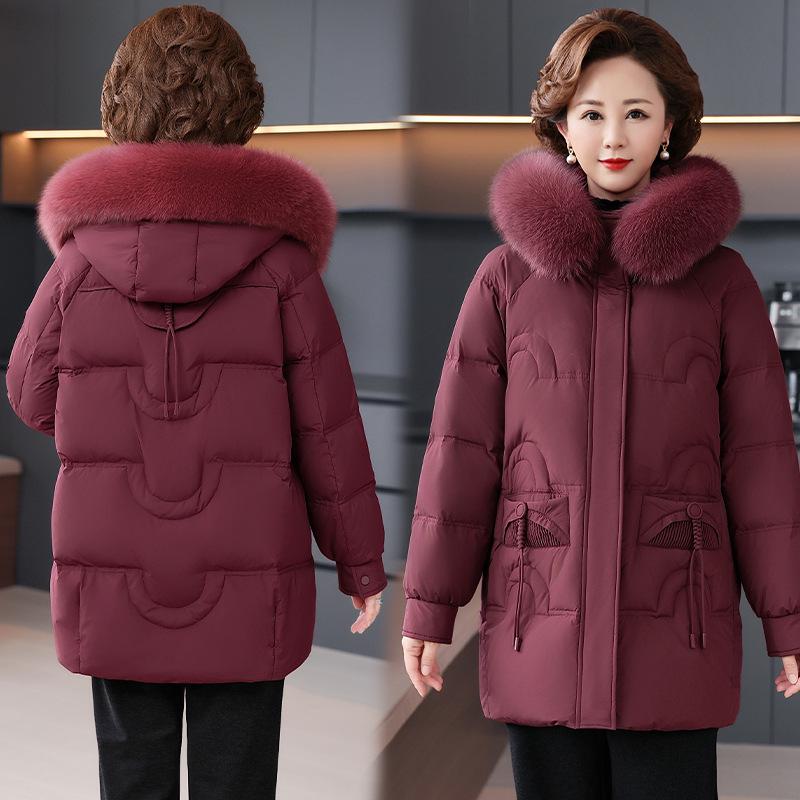 Damen Mittellange Jacke mit 90 % Daunenfüllung (weiße Entendaunen) - Wintermode 2025 für mittleres und älteres Alter