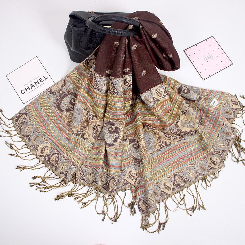 Scarf Spring and Autumn Jacquard Long Scarf Women's Summer Air Conditioning Fringed Shawl Cashew Nut Scarf Scarf