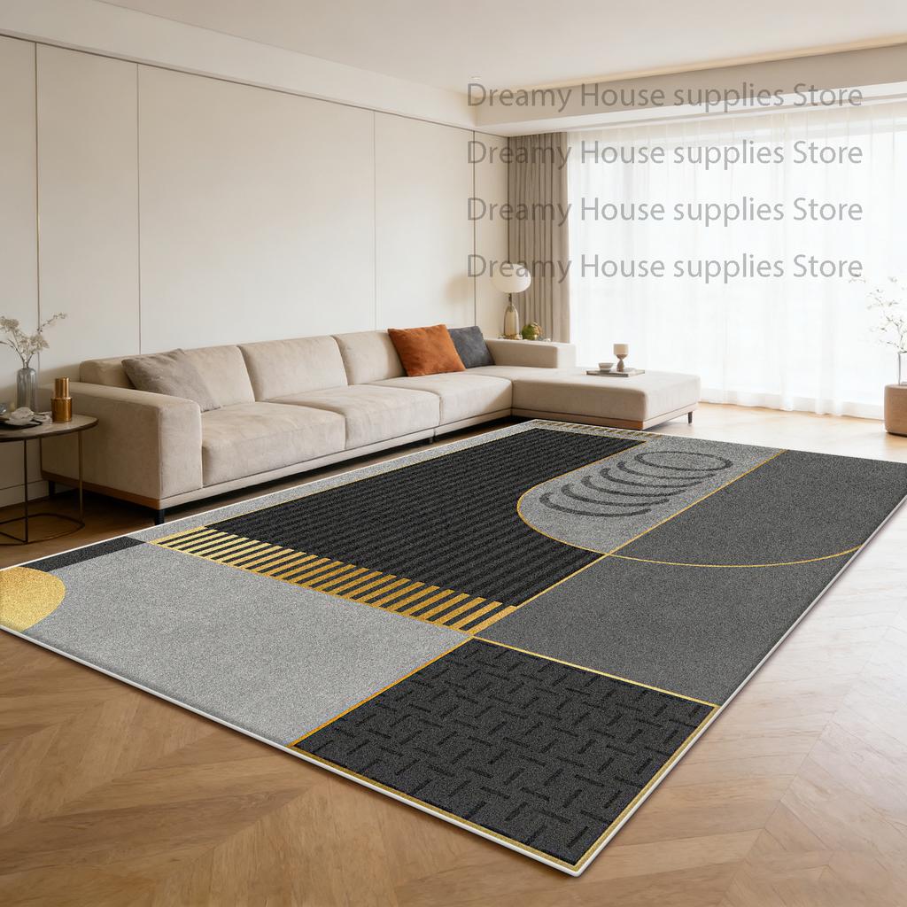 Modern Geometric Large Carpet for Living Room Orange Home Decoration Sofa Coffee Tables Mat Bedroom Washable Non-slip Plush Rug