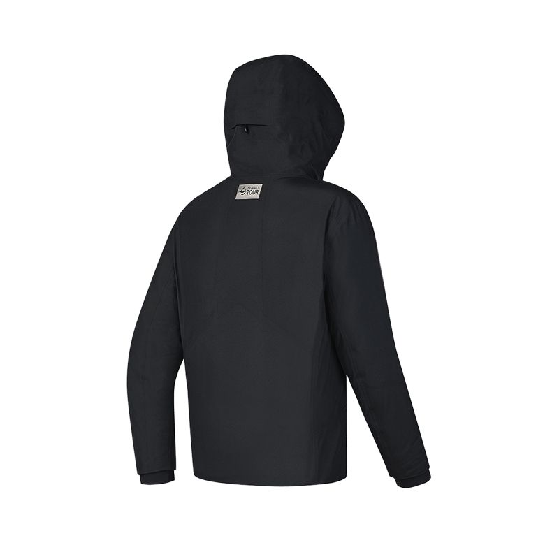 FILA Golf Series Solid Color Zipper Warm Hooded Down Jacket Men Outerwear Deep-Black A11M445919F-BK