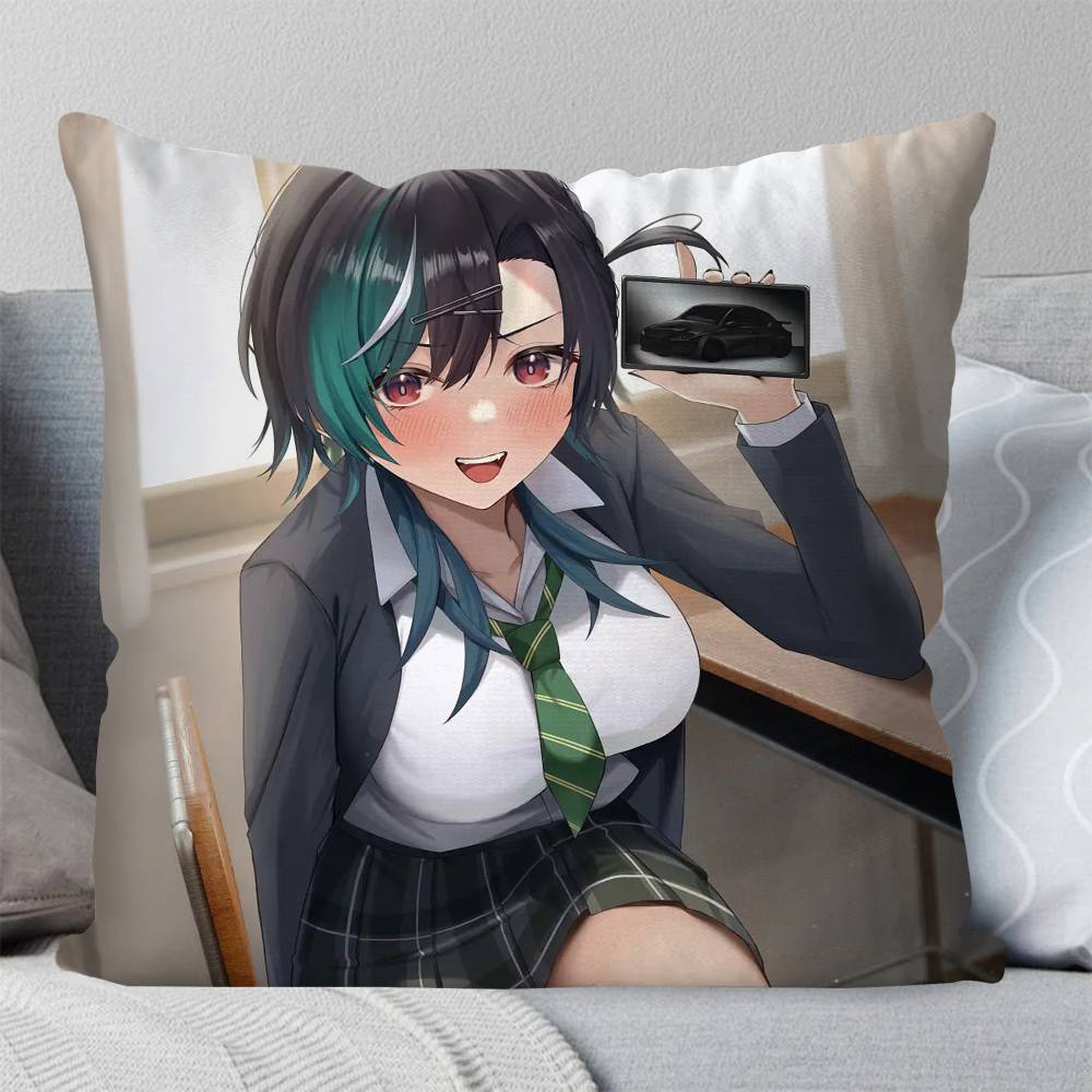 Rindou Chihaya Anime HHololive Pillow Case Fashion Square Pillowcase Bedroom Sofa Room Ins Decoration Leisure