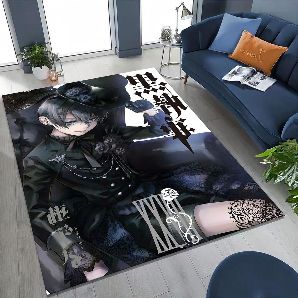 Anime Black Butler Sebastian Ciel Cartoon Cartoon Rug for Bedroom Living Room Sofa Home Doormat Decor,Kids Non-slip Floor Mat