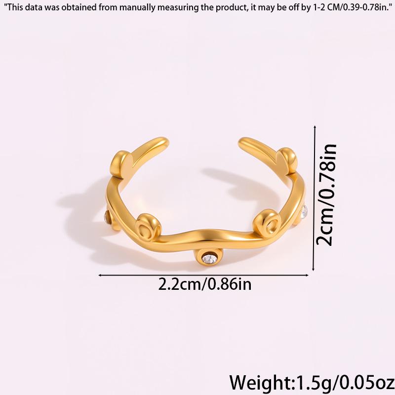 Colorful European & American Irregular Titanium Steel Open Ring with Non-Fading Diamond-Set