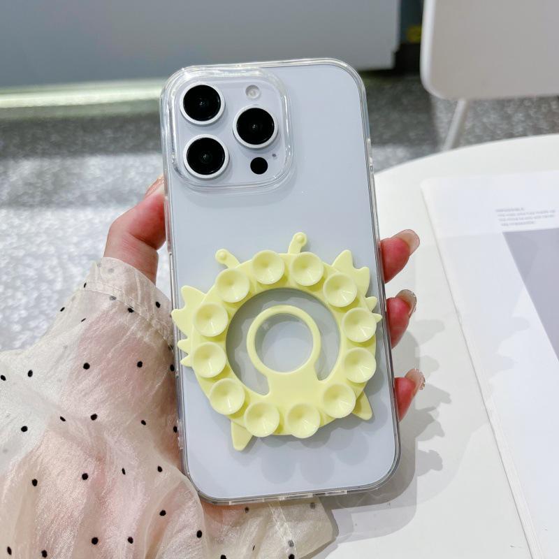 Silicone Suction Phone Stand: Anti-Slip, Magnetic, Finger Ring Holder for Desktops