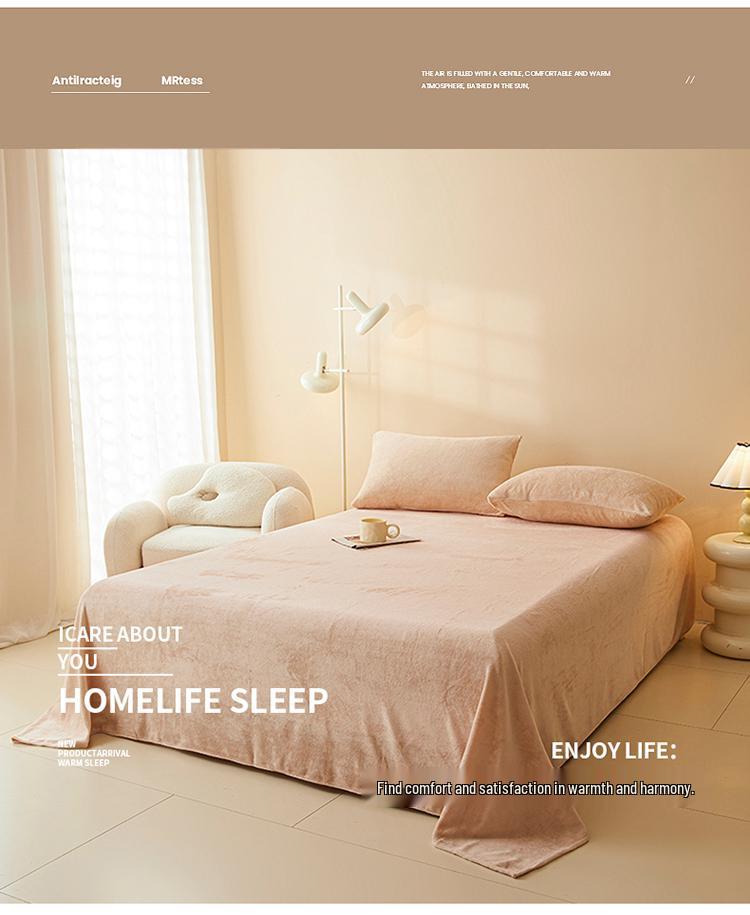 A-Class Heavyweight Coral Fleece Velvet Bed Sheet - Extra Large Northeast Winter Style