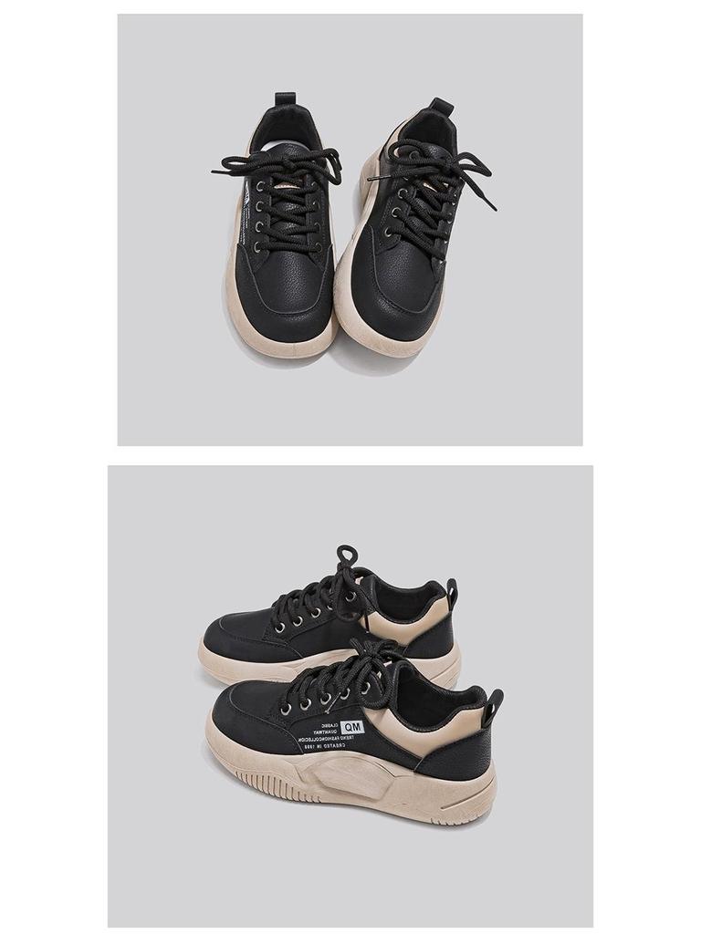 2025 Autumn Women’s Chunky White Sneakers - Korean Style Height-Boost Casual Skate Shoes