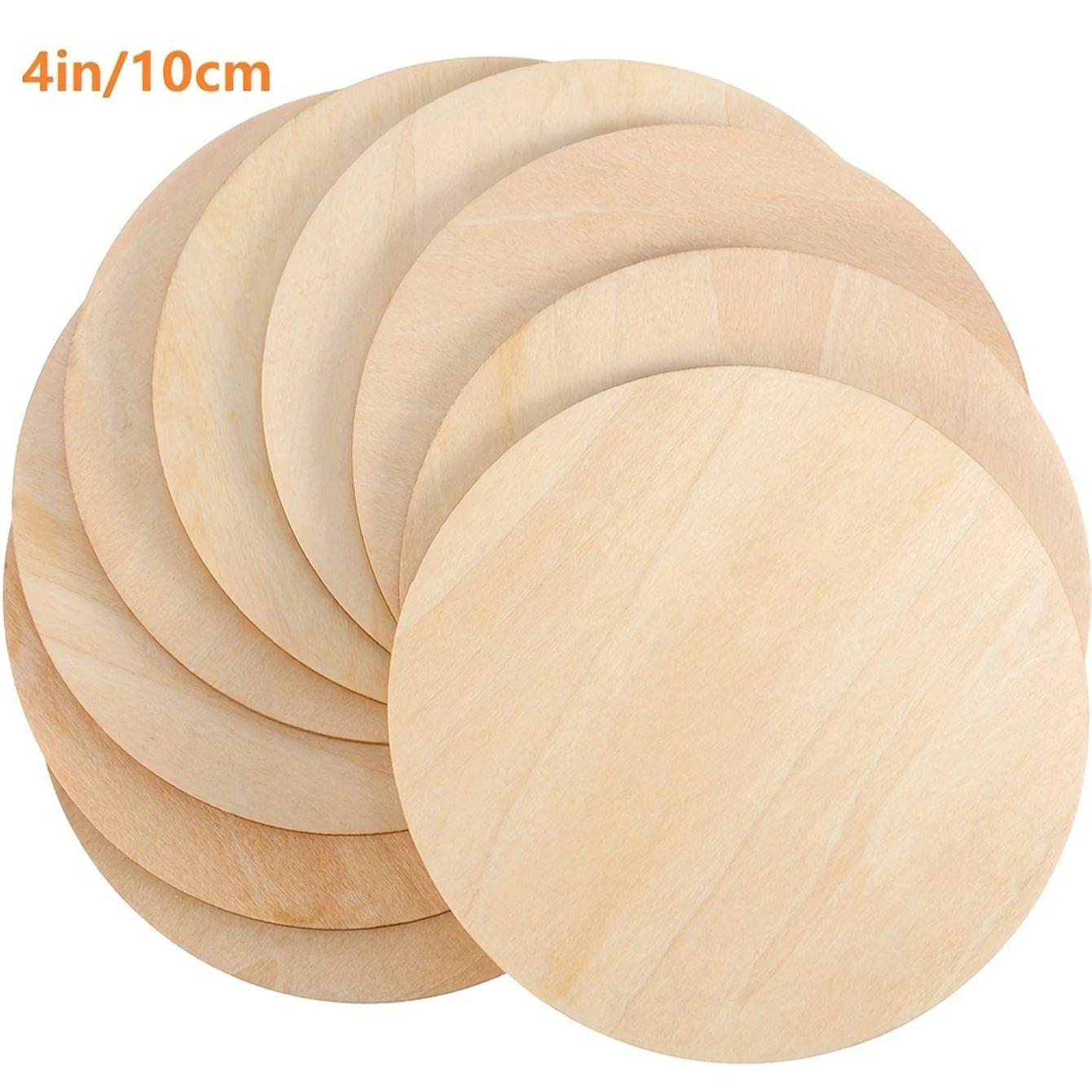 

10 шт. круглых деревянных 4x4 дюйма 10x 10 см, подходящих для самостоятельного изготовления декоративных пустых деревянных подставок, настенных украшений, пазлов, плиток