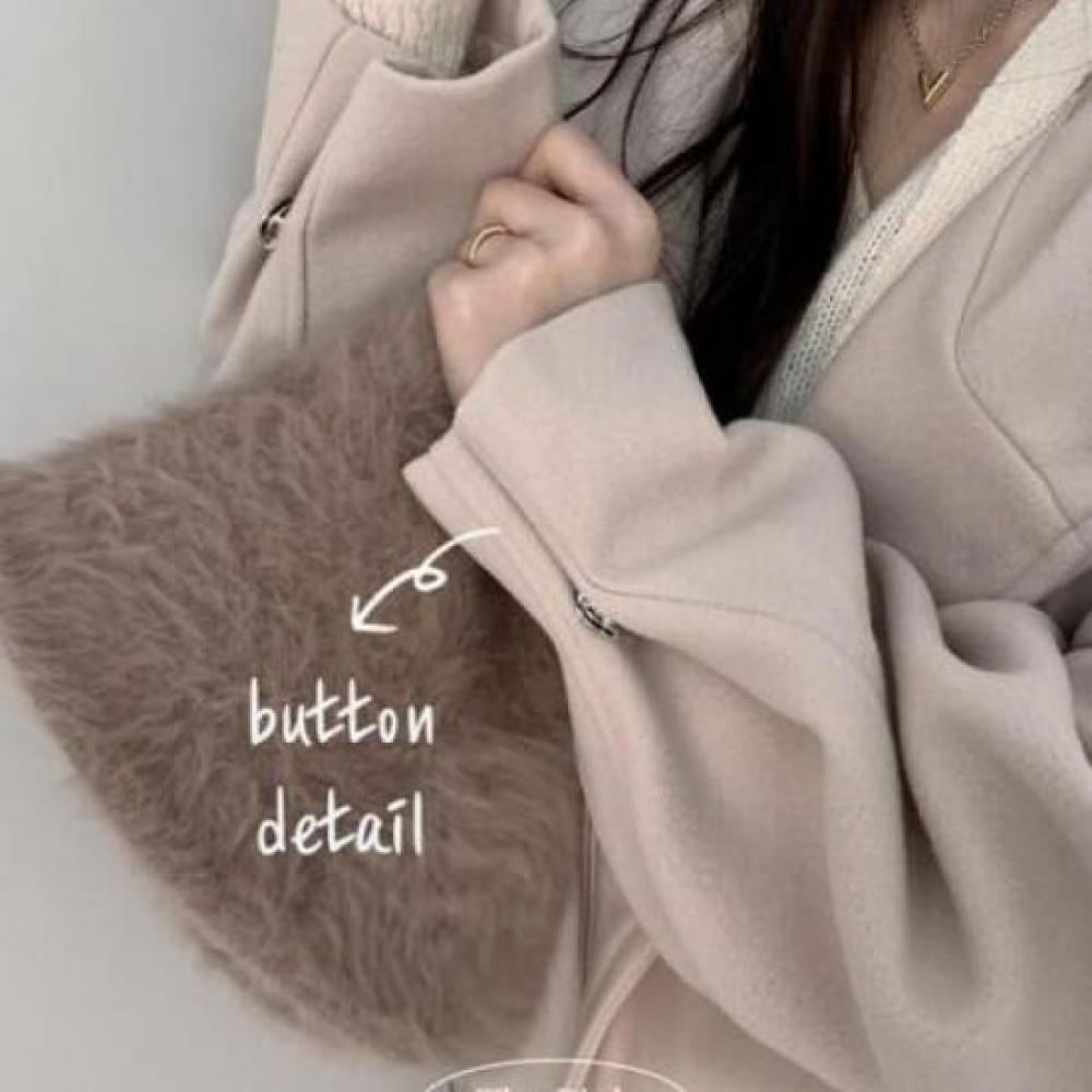 The Pink Unisex Oversized Snap Button Hooded Long Coat