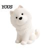 Realistic Dog Art Piece Cute Sitting Samoyed Figurine, 3D Printed Smiling Puppy Statue, Healing Gift for Owners Animal Desktop Ornament Home