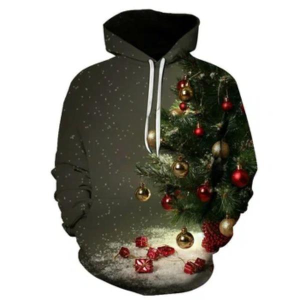 Autumn Winter Men's Women's Long Sleeved Christmas Printed Comfortable Fashionable Casual Loose Hoodie